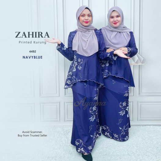 Zahira Printed Kurung 4492 (NavyBlue) 