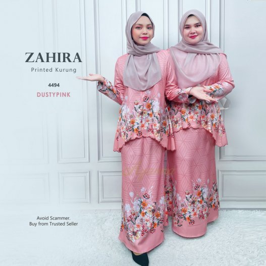 Zahira Printed Kurung 4494 (DustyPink)