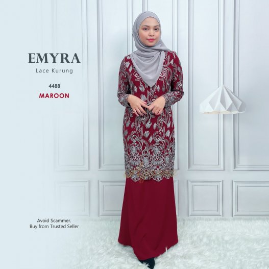 Emyra Lace Kurung 4488 (Maroon)