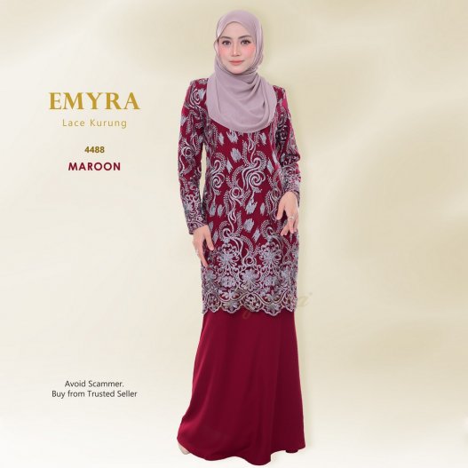 Emyra Lace Kurung 4488 (Maroon)