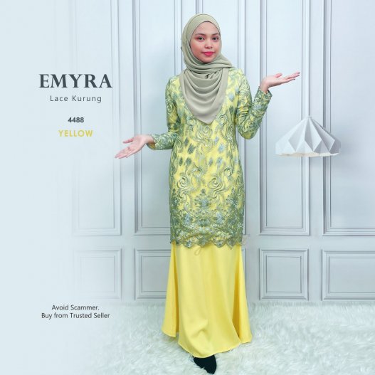 Emyra Lace Kurung 4488 (Yellow)