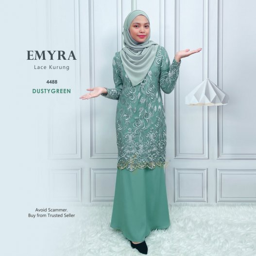 Emyra Lace Kurung 4488 (DustyGreen)