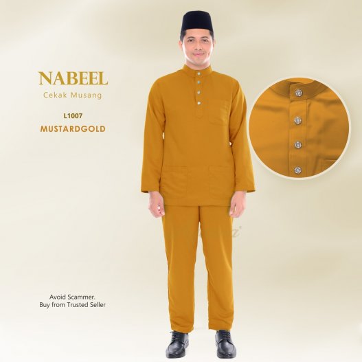 Nabeel Baju Melayu Cekak Musang L1007 (MustardGold)