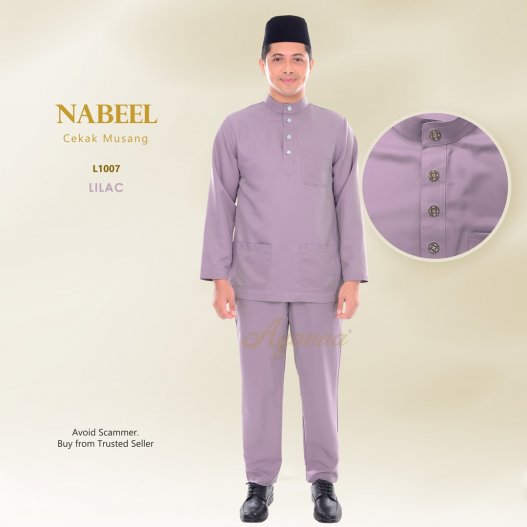 Nabeel Baju Melayu Cekak Musang L1007 (Lilac)