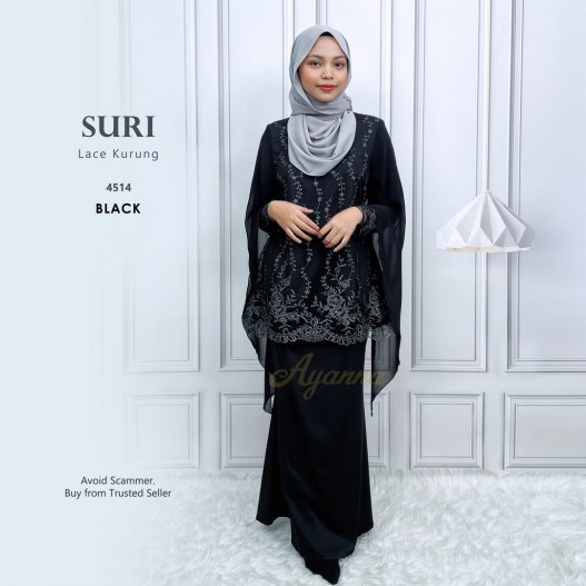 Suri Lace Kurung 4514 (Black) 