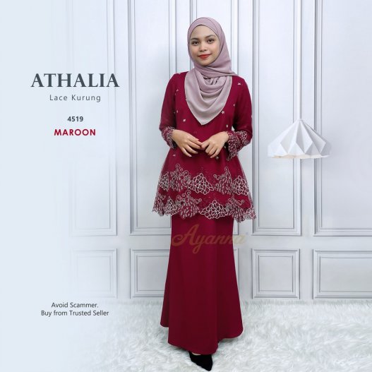 Athalia Lace Kurung 4519 (Maroon) 