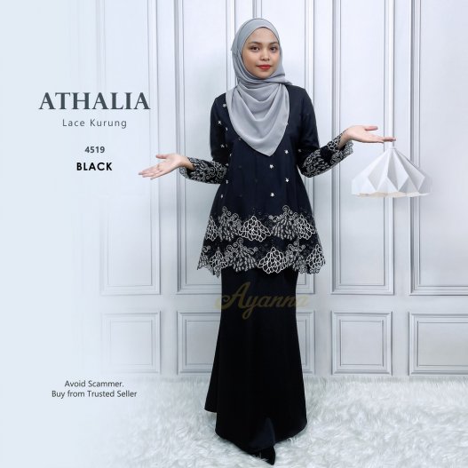 Athalia Lace Kurung 4519 (Black) 