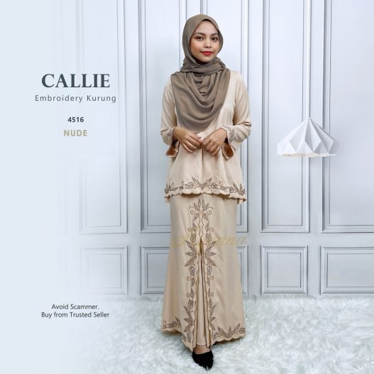 Callie Embroidery Kurung 4516 (Nude) 