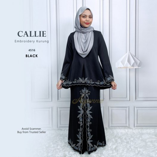 Callie Embroidery Kurung 4516 (Black) 