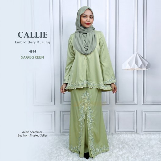 Callie Embroidery Kurung 4516 (SageGreen) 