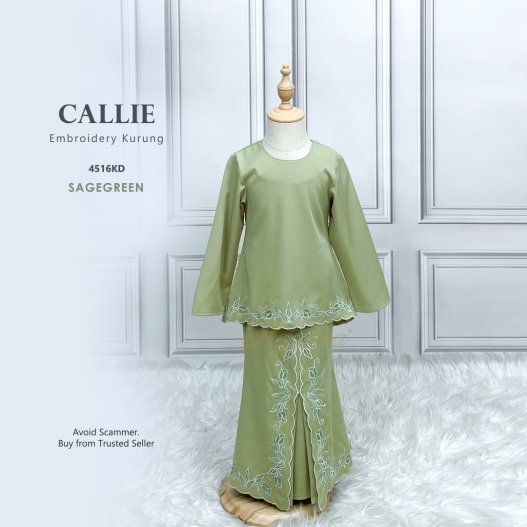 Callie Embroidery Kurung 4516KD (SageGreen) 